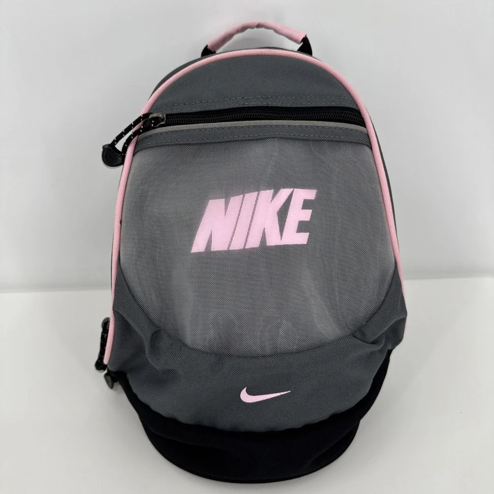 Vintage 90s Nike Backpack Mini Bag Gray Pink Logo Sports Casual Y2K Girlhood